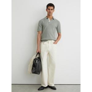REISS Era Textured-Knit Half-Button Polo Shirt